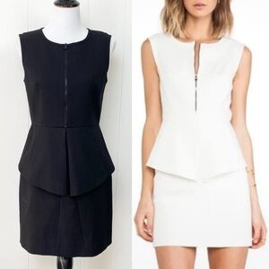 Women’s Tibi Sleeveless Peplum Zip Neckline Mini Dress BLACK Size 8 Classy Lined